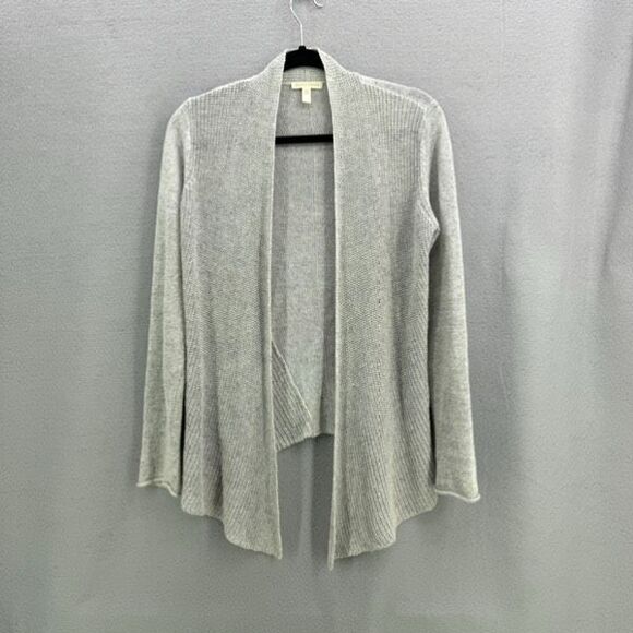 Eileen Fisher Women's Gray Open Front 100% Linen Dainty Hem Cardigan XS - Picture 2 of 7